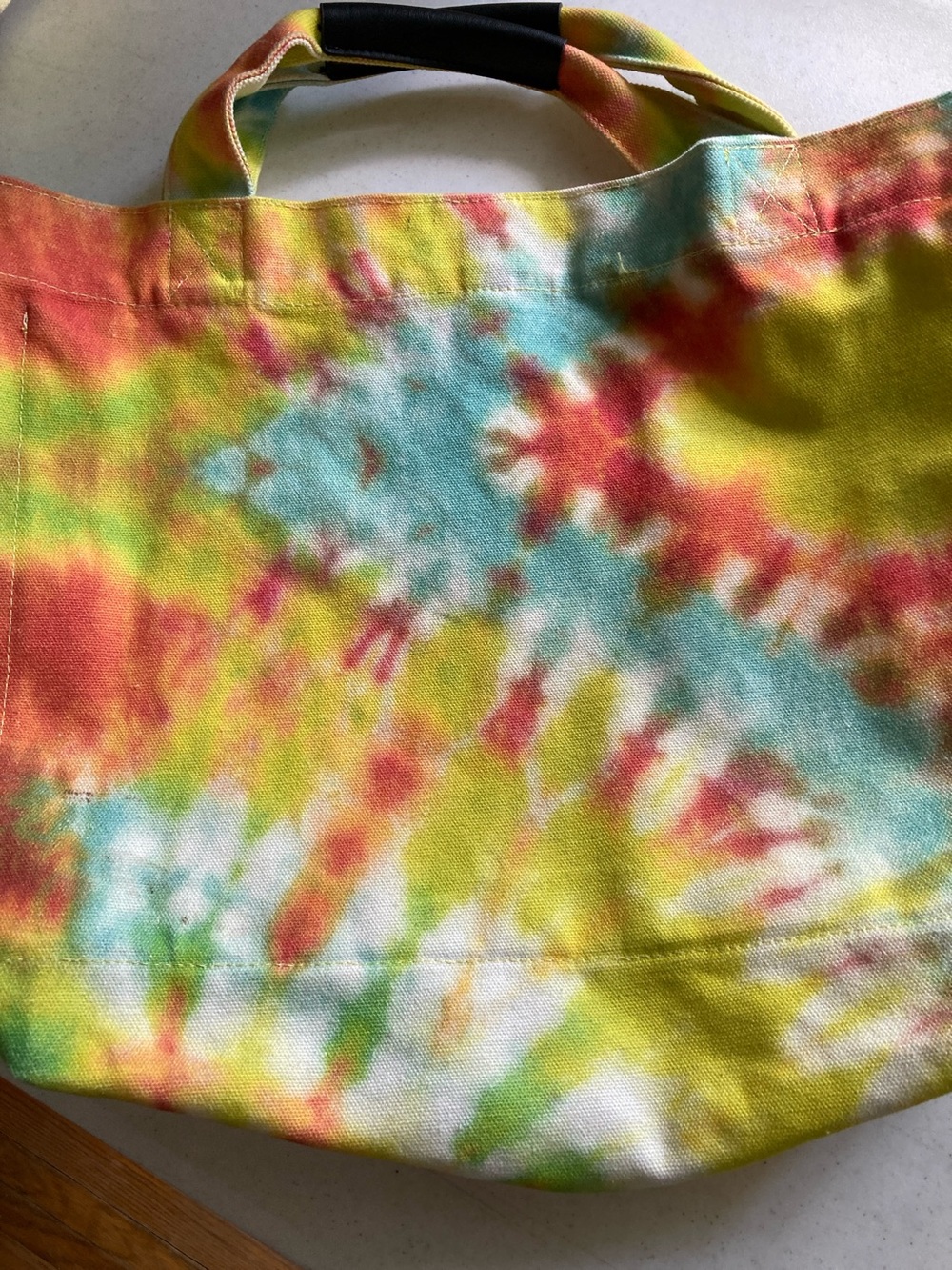 Like Dreams Tie-Dye Canvas Tote Bag in Yellow Multi-Color - Picture 10 of 10